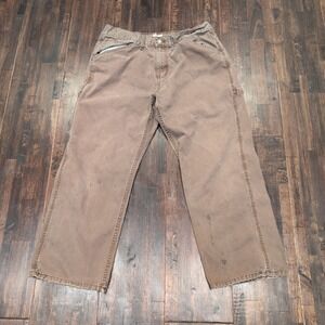 CE Schmidt Workwear Carpenter Pants Brown Canvas‎ Men's 34 x 28 Utility Pockets
